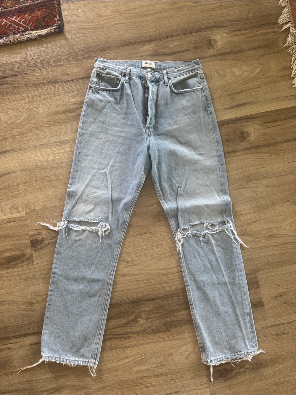 Agolde Light Wash Distressed Boyfriend Jeans